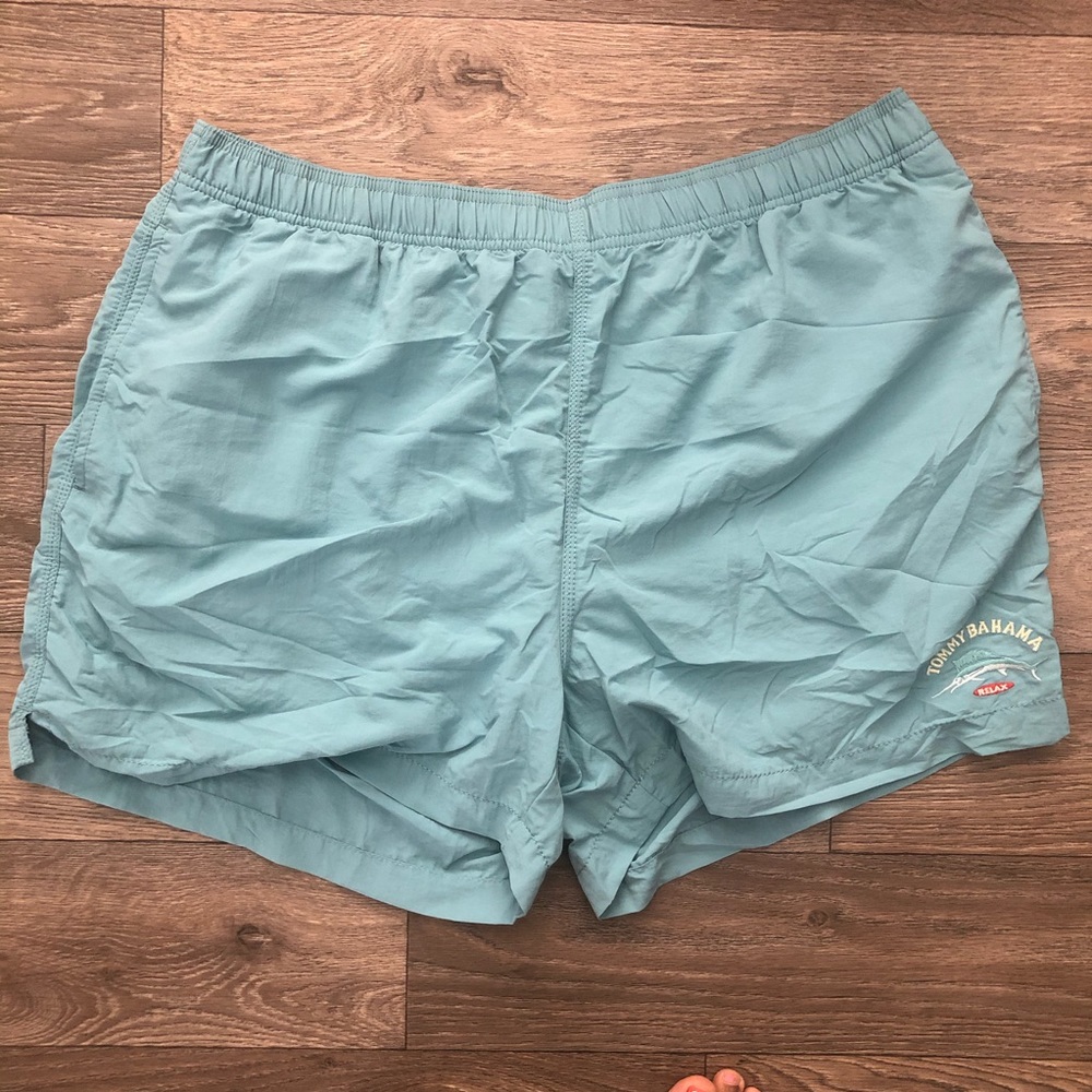 TOMMY BAHAMA Light Aqua Swim Shorts Board Sz L